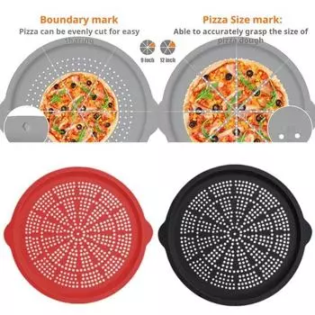 Yousheng 16-дюймовая сковорода для пиццы с антипригарным покрытием, силиконовый противень для пиццы с отверстиями для духовки, круглый противень для выпечки пиццы с ручкой для домашней кухни 1pc серый