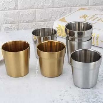 Yousheng 175 мл чашка для воды термостойкая минималистичная нержавеющая сталь двухслойный дизайн кружка для питья хозяйственные принадлежности L