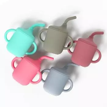 Yousheng 180 мл обучающая чашка для питья безопасная с крышкой соломинка идеальная посадка противокапельная силиконовая чашка с двойным ухом детская чашка-непроливайка детские аксессуары вино красного