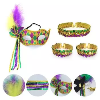 Yousheng 1920-х годов аксессуары Марди Гра воротник браслет блестки костюм реквизит женский хлопушка перо повязка на голову для карнавала маскарада One Size A