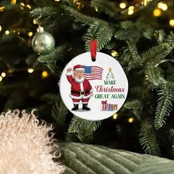 Yousheng 1/2/3/5/10 шт. Рождественские украшения Трампа 2024 года снова сделают Рождество великим, украшение Санты, подвесное праздничное украшение для сторонников 1pc