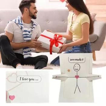 Yousheng 1/2/3 шт. Романтическая поздравительная открытка «Я люблю тебя», всплывающая 3D-открытка на годовщину, открытка-сюрприз для парня и девушки 1pc