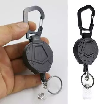 Yousheng 1/2/3 шт. выдвижной брелок стальной шнур прочный держатель значка пружинный механизм многоцелевой зажим карабин 1pc чёрный