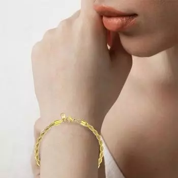 Yousheng 1/2 шт. браслет двухслойная витая запутанная цепочка однотонный полированный сплав простой стиль запястье ювелирные изделия для взрослых вечеринок клубный браслет золотистый