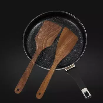 Yousheng 1/2 шт. Деревянные лопатки для сковородок с антипригарным покрытием, длинная ручка, плоская лопатка для жарки, угловая деревянная лопатка для смешивания, соскабливания, выпечки A 1pc