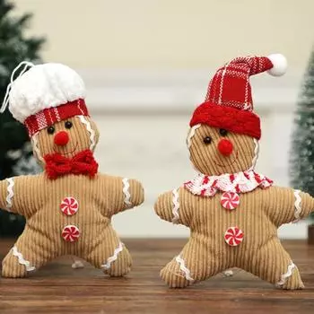 Yousheng 1/2 шт. Рождественская кукла-пряничный человечек, плюшевая мягкая кукла, игрушка-пряничный кулон, подвесные украшения для рождественской елки для камина Sets
