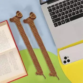 Yousheng 1/2 шт., ручная работа, трикотажная пряжа, коричневая закладка для книг в виде собаки, таксы, держатель для страниц для книг, аксессуар для чтения, идеальный подарок 1pc