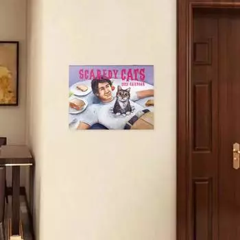Yousheng 1/2Pcs 2025 Cat Wall Calendar Scaredy Cats Monthly Calendar Holidays Dates Appointments Reminder for Home Office Dorms Decor 1pc
