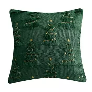 Yousheng 1/2Pcs Christmas Pillowcase 3D Tree Pattern Sofa Bedding Cushion Cover Living Room Bedroom Home Decor 1pc зелёный