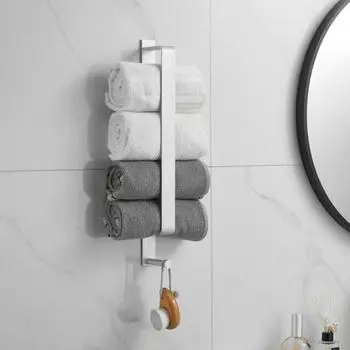 Yousheng 1/2Pcs вешалка для полотенец с крючком грузоподъемность 12 кг простая в установке настенная металлическая рулонная вешалка для полотенец для ванной комнаты 1pc чёрный