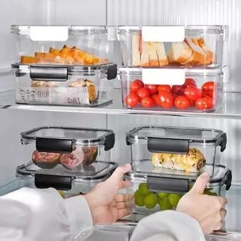 Yousheng 1/3Pcs Clear Food Box Герметичный контейнер для ланча с крышкой BPA Free Прозрачный штабелируемый пыленепроницаемый контейнер для хранения продуктов, пригодный для мытья в посудомоечной машине S белый