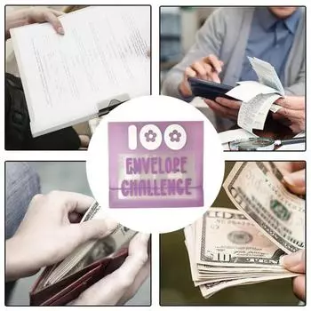 Yousheng 1/4 шт 100 конвертов Экономия денег Вызов Папка-переплет Наличные Папка-переплет Планировщик бюджета Экономия денег Книга для экономии 5050 долларов