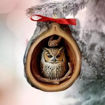 Yousheng 1/4 шт. рождественские украшения в виде животных 2D плоские акриловые украшения в виде совы лесные животные подвесные украшения для дома елка автомобиль декор B