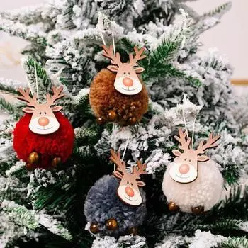 Yousheng 1/4 шт. войлочные украшения в виде лося, подвесные плюшевые войлочные украшения в виде оленя для рождественской вечеринки, декор для дома, елка