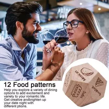 Yousheng 1/4Pcs Date Night Dice Couple Food Decision Деревянные игральные кости с 12 вариантами еды Пицца Бургер Китайская кухня A