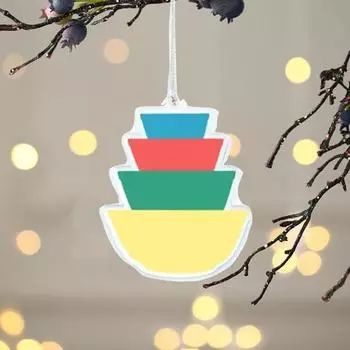 Yousheng 1/5 Pcs Vintage Stack Bowl Christmas Ornament Miniature Pyrx Bowl Stacker Hanging Decoration Acrylic Nesting Bowls Xmas Tree Decor A