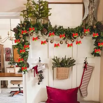 Yousheng 1/6/12 шт. зеленые пушистые рождественские шары, плюшевые эльфийские шары с красными бантами, мягкие искусственные меховые помпоны, рождественские подвесные украшения 1pc