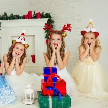 Yousheng 1/7 Pcs Christmas Headband Festive Santa Hat Reindeer Antler Headpieces Xmas Party Costume Hairhoop Accessory for Women Adults Kids D