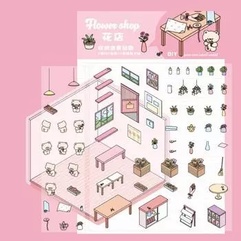 Yousheng 1/8Pcs DIY 3D наклейки для дома телефон/ноутбук мультфильм миниатюрные сцены наклейки десерт магазин книжный магазин наклейки F