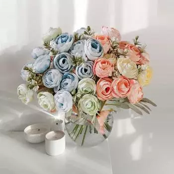 Yousheng 1 Bouquet Artificial Tea Bud Flower 18 Heads Non-withering Realistic No Watering Wedding Decor Simulation Flower Bouquet Home Supplies шампанского