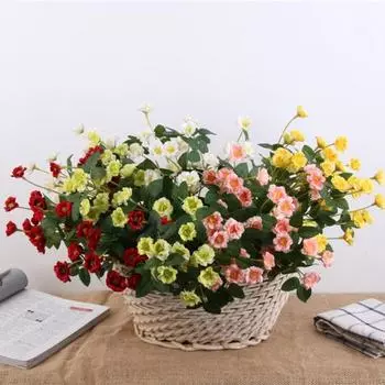 Yousheng 1 букет искусственных цветов, реалистичный вид, легкий уход, искусственный шелк, имитация китайской розы, ваза «сделай сам», цветы, домашний декор жёлтый