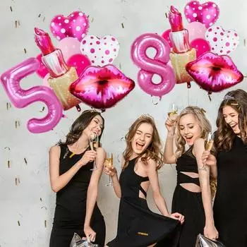Yousheng 1 компл. воздушные шары с номером помады для губ в форме сердца розовые герметичные многоразовые женские воздушные шары для дня рождения, девичника, украшения вечеринки 1