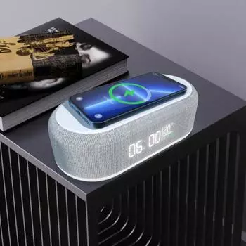 Yousheng 1 комплект цифровой будильник с беспроводной зарядкой светодиодный ночник с регулируемой яркостью дисплей температуры часы для дома белый