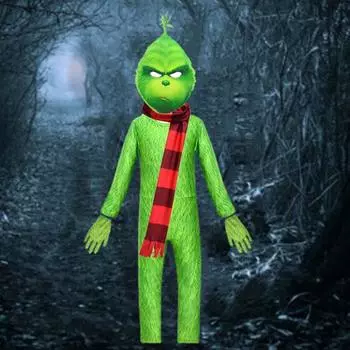 Yousheng 1 комплект детский комбинезон на Хэллоуин зеленый пушистый зверь косплей костюм включает в себя маска перчатки шарф набор фото реквизит одежда для выступлений 150CM