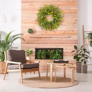 Yousheng 1 комплект, искусственный венок, никогда не выцветает, легкий уход за входной дверью, имитация эвкалипта, гирлянда, украшение для дома A