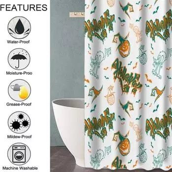 Yousheng 1 комплект ковриков для пола, прочная впитывающая вода, декоративная занавеска для душа с принтом тыквы, комплект из 3 предметов, чехол для сиденья унитаза для ежедневного использования