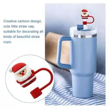 Yousheng 1 комплект соломенная крышка милые рождественские мультяшные формы силиконовые насадки для соломинок многоразовые прочные соломенные чехлы для домашней вечеринки 8 mm