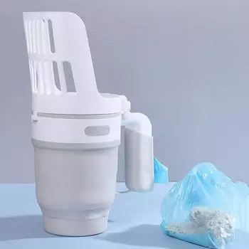 Yousheng 1 комплект совок для кошачьего туалета Удобная ручка со встроенным мешком для мусора Эффективный удобный мусорный бак для кошачьего туалета Товары для домашних животных серый