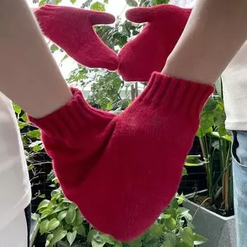 Yousheng 1 комплект теплых вязаных шерстяных парных перчаток, толстый мягкий материал, варежки с сердечком для ежедневного ношения на открытом воздухе с любимыми жёлтый