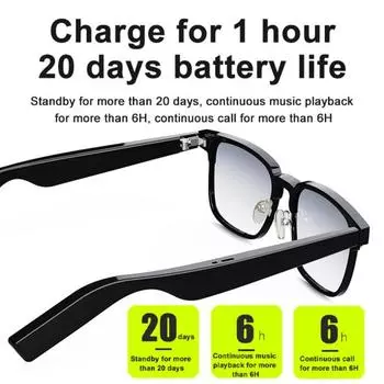 Yousheng 1 комплект умных очков с длительным сроком службы батареи беспроводная гарнитура высококачественные Bluetooth-совместимые музыкальные очки для звонков чёрный