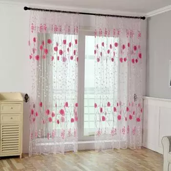 Yousheng 1 лист оконной марли прозрачный прочный полиэстер элегантный цветочный принт оконный тюль занавеска украшение дома S светло-желтого