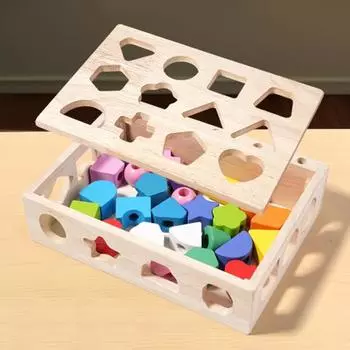 Yousheng 1 набор деревянных бусин, игрушка для последовательности, детская игра со шнуровкой, блоки для малышей, сортировка цветов, геометрическая форма, сопоставление, образовательная игрушка STEM 1 Set