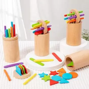 Yousheng 1 набор деревянных игрушек для сортировки цветов, мелкая моторика, коробка для сопоставления цветов, развивающая красочная игра для мальчиков и девочек, игра с палочками и дисками A