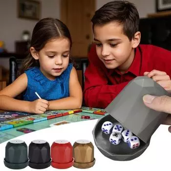 Yousheng 1 набор игральных костей с основанием 5 игральных костей прочный ручной шейкер чашка для взрослых семейный ночной бар вечеринка азартные игры питье настольная игра казино оборудование чёрный