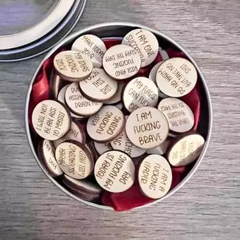 Yousheng 1 набор мини-дисков с ругательствами, мотивационные деревянные фишки, ежедневные позитивные вдохновляющие карточки с аффирмациями, круглые знаки, подарки-приколы