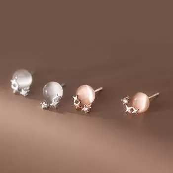 Yousheng 1 пара элегантных искусственных опалов со стразами, серьги-гвоздики, маленькие звезды, декор, вечерние серьги для женщин и девочек, серьги-гвоздики, ювелирные изделия, подарок серебряный