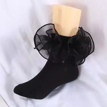 Yousheng 1 пара детских носков в стиле принцессы Лолиты с цветочным кружевным декором, однотонные, мягкие, дышащие, эластичные, нескользящие, для балета и танцев M вино красного