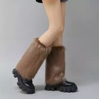 Yousheng 1 пара гетр из искусственного меха для женщин и девочек, плюшевые мягкие манжеты на рукава, пушистые меховые рукава для зимнего тепла 15cm чёрный