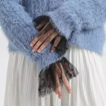 Yousheng, 1 пара, искусственные манжеты, украшения из искусственного жемчуга, съемные очаровательные декоративные шифоновые аксессуары для свитера с искусственными рукавами для женщин и девочек чёрный