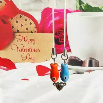 Yousheng 1 пара керамических брелоков в виде рыбок с магнитным сердцем, функциональная пара брелоков в виде зеленых рыбок, отличный подарок D