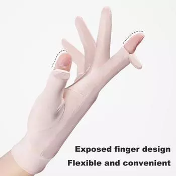 Yousheng 1 пара летних солнцезащитных перчаток, противоскользящие силиконовые дышащие эластичные охлаждающие перчатки из ледяного шелка для женщин, для занятий спортом на открытом воздухе, для велоспорта, с защитой от ультрафиолета чёрный