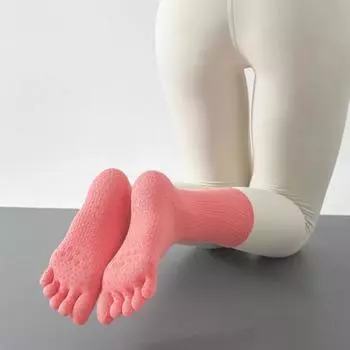 Yousheng, 1 пара носков для пилатеса, высокоэластичные дышащие средние трубки, впитывающие пот, противоскользящие женские носки с пятью пальцами и нескользящей ручкой