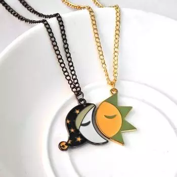 Yousheng 1 пара парных ожерелий с подвеской в виде Луны и Солнца, романтическая любовь, символическое ожерелье из сплава на ключицу, подарок на годовщину, украшения на шею 1 Pair