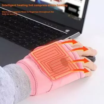 Yousheng 1 пара перчаток с подогревом, регулировка температуры, зимние теплые мягкие перчатки, портативные перезаряжаемые USB-перчатки с подогревом без пальцев 1 Set розовый