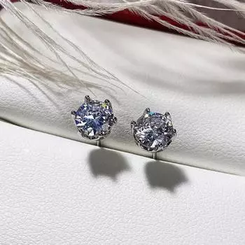 Yousheng 1 пара сережек-гвоздиков, легкие геометрические серьги-гвоздики с инкрустацией из кубического циркония, свадебные серьги, ювелирные изделия в подарок серебряный