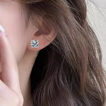 Yousheng 1 пара сережек-гвоздиков, легкие, геометрического дизайна, удобные, круглые серьги-гвоздики с кубическим цирконием, ювелирный подарок 8 mm серебряный